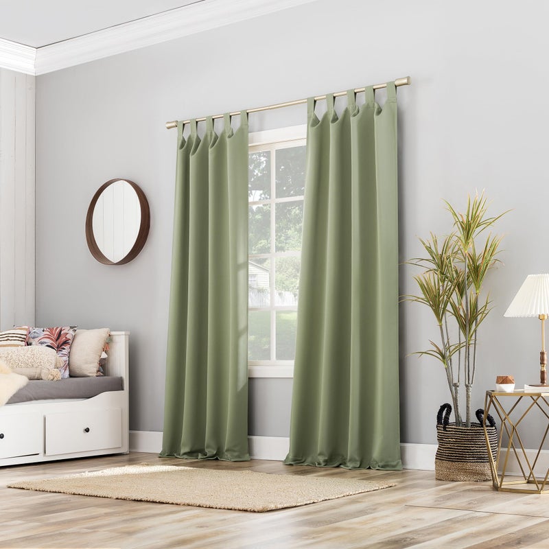 Sun Zero Easton Energy Saving Blackout Tab Top Curtain Panel, 40" x 63", Sage Green - Image 5